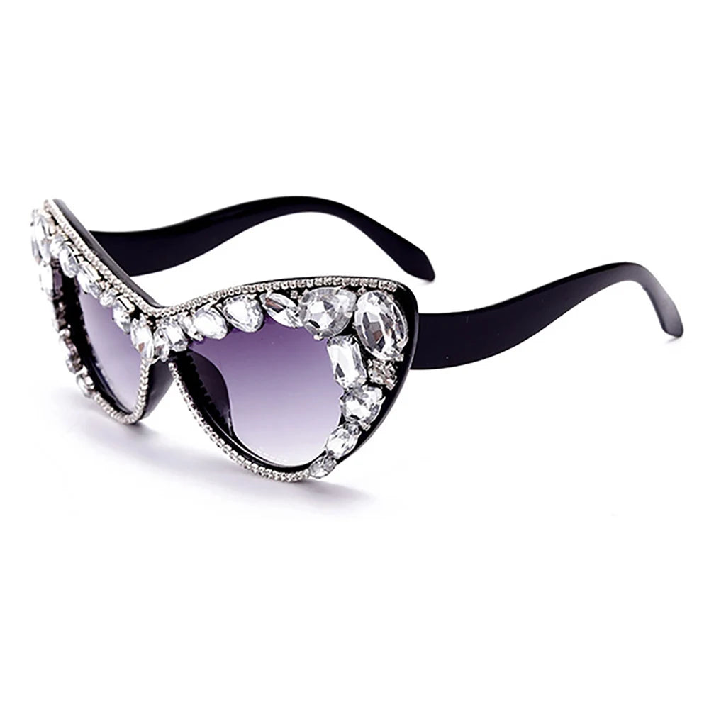 Oversized Diamond Sunglasses Women Rhinestone Cat Eye Sunglasses Vintage Men Bling Party Sunglasses Eyewear