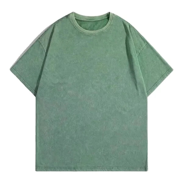 Custom Vintage Washed Green T-Shirt 100% Cotton Heavyweight Soft Breathable Worsted Hip Hop Streetwear Plain Men's Wholesale