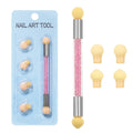 Professional Double Head Acrylic Nail Brush Set Metal Handle UV Gel Gradient Painting Pen 4 Replaceable Sponge Heads Custom Logo