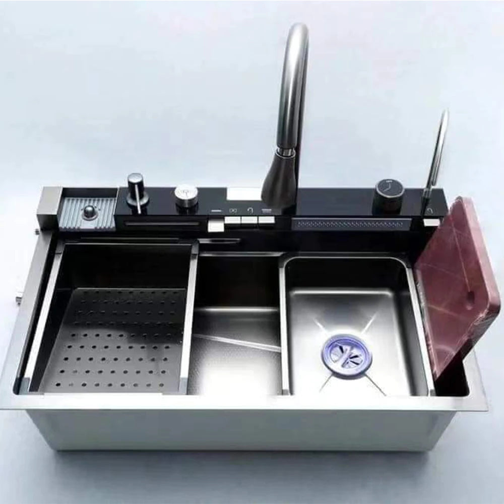 Online Technology Support Convenient Durable Handmade Square Waterfall Kitchen Sink SUS Undermount Single Bowl Four Easy Clean