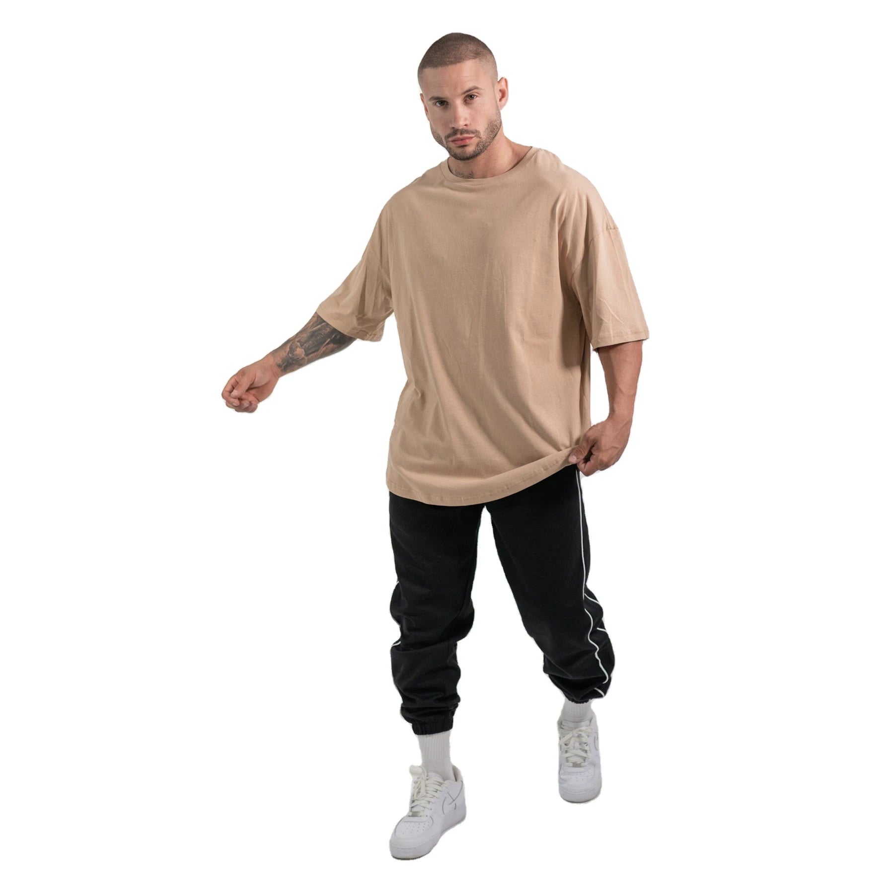 Custom Graphic 250GSM 100% Cotton Breathable Streetwear Oversized Plus Size T-Shirt Heavyweight Jersey Breathable OEM