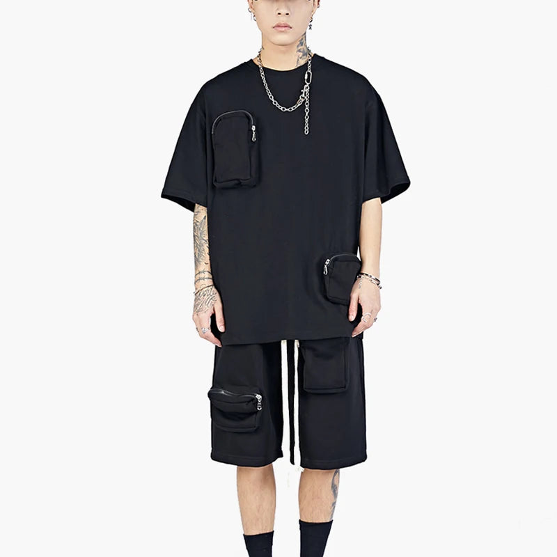 Wholesale Custom Two Piece Windbreaker Short Jacket Nylon 100% Polyester Streetwear Windbreaker Short Tracksuit Set For Summer
