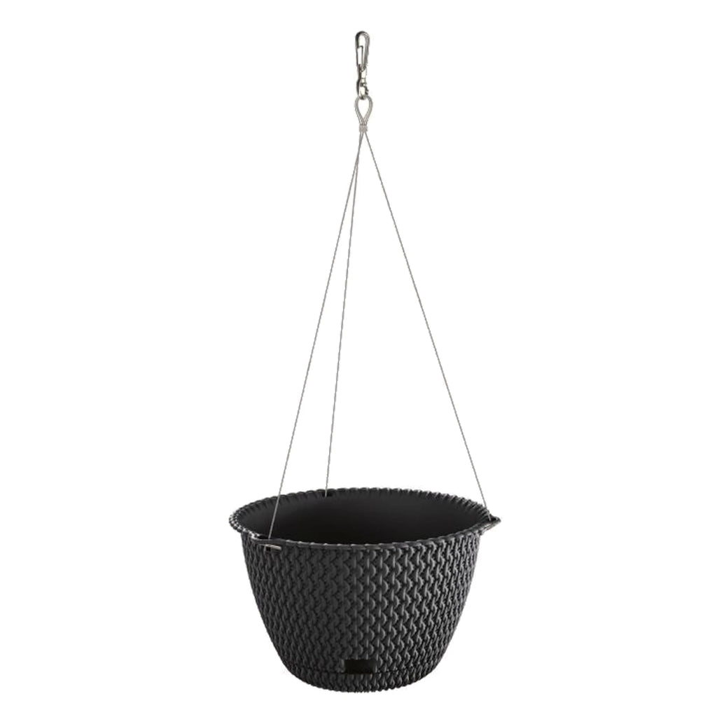 Prosperplast Splofy Round WS 4.8L hanging round planter made of anthracite-colored plastic 27 x 16.6 cm