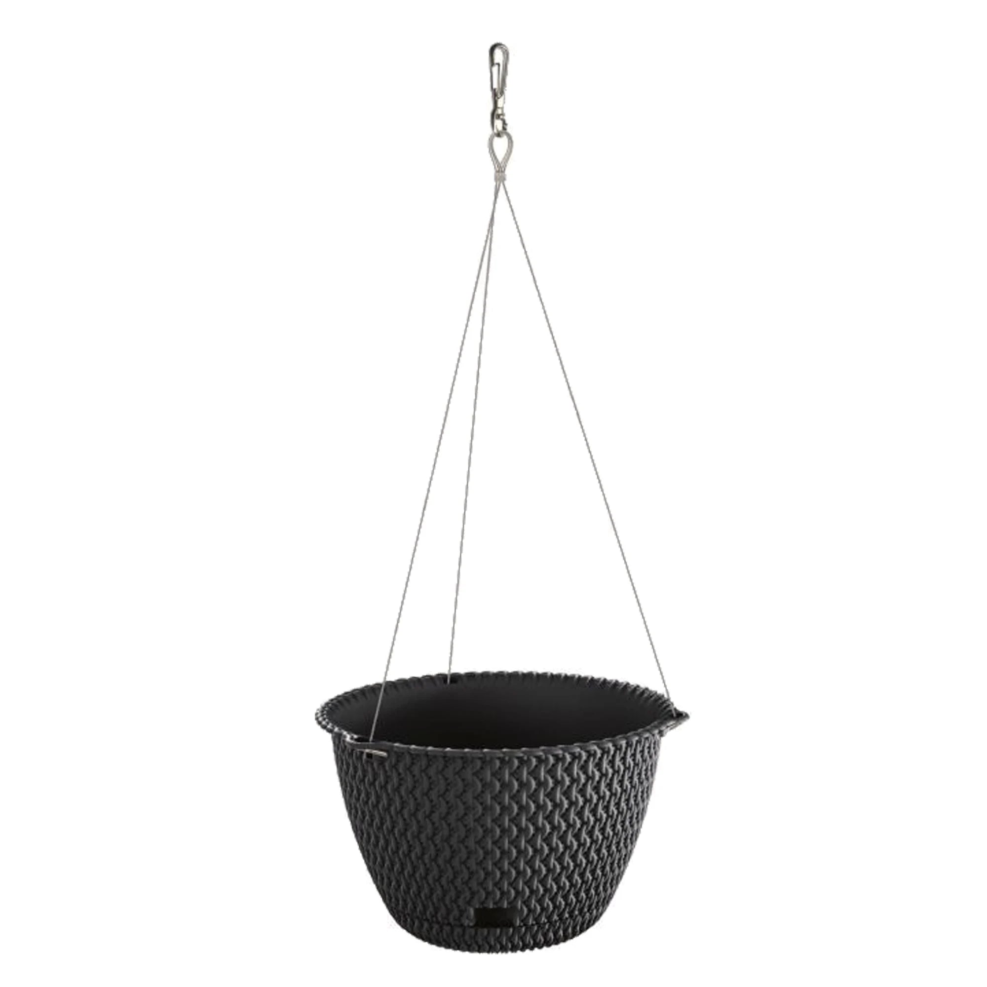 Prosperplast Splofy Round WS 4.8L hanging round planter made of anthracite-colored plastic 27 x 16.6 cm