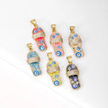 QIKU Wholesale Shoe Decorations Evils Eye Charms Vintage & Personalized Metal Pendant for Jewelry Necklace Making