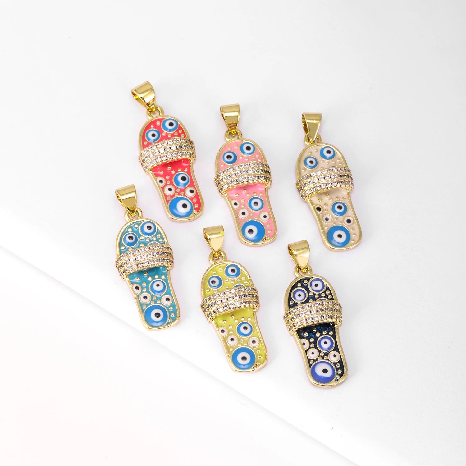 QIKU Wholesale Shoe Decorations Evils Eye Charms Vintage & Personalized Metal Pendant for Jewelry Necklace Making