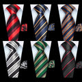 New Fashion Red 8cm Striped Men Tie Set Silk Jacquard Neckties Wedding Business Handkerchief Tie Set for Men Business Wedding
