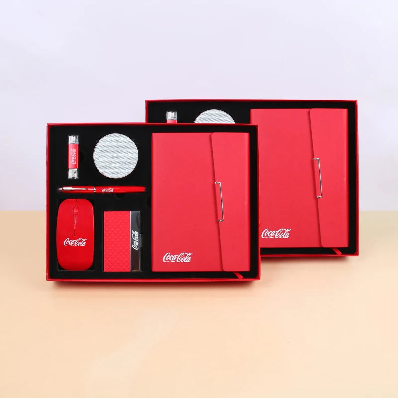 AI-MICH Business Cooperative Personalized Notebook Pen Red Gift Set Advertising Customized Print Logo Gift Sets for Activities