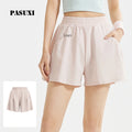 PASUXI New Women's High Waist Sports Shorts with Pockets Yoga Workout Fitness Running Athletic Shorts with Hip Lift Design
