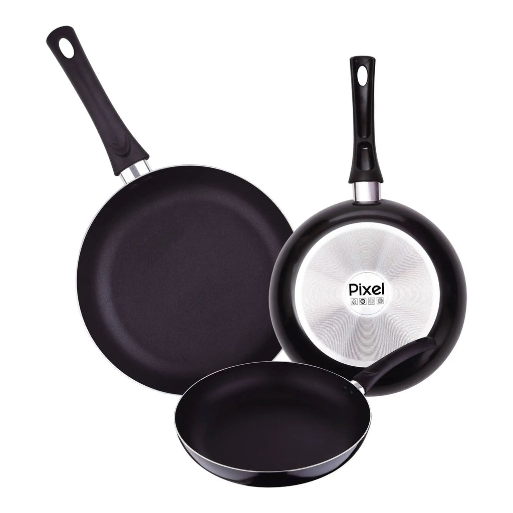 Set of 3 frying pans 20/24/30cm in pressed aluminum and non-stick PIXEL Chef Sauce