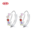 Trendy Women'S Colorful Zircon Silver Huggie Earrings for Wholesale 925 Silver Earing