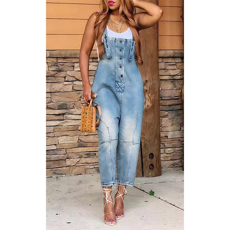 Women's 2026 New European & American Denim Overalls - Casual Fashion