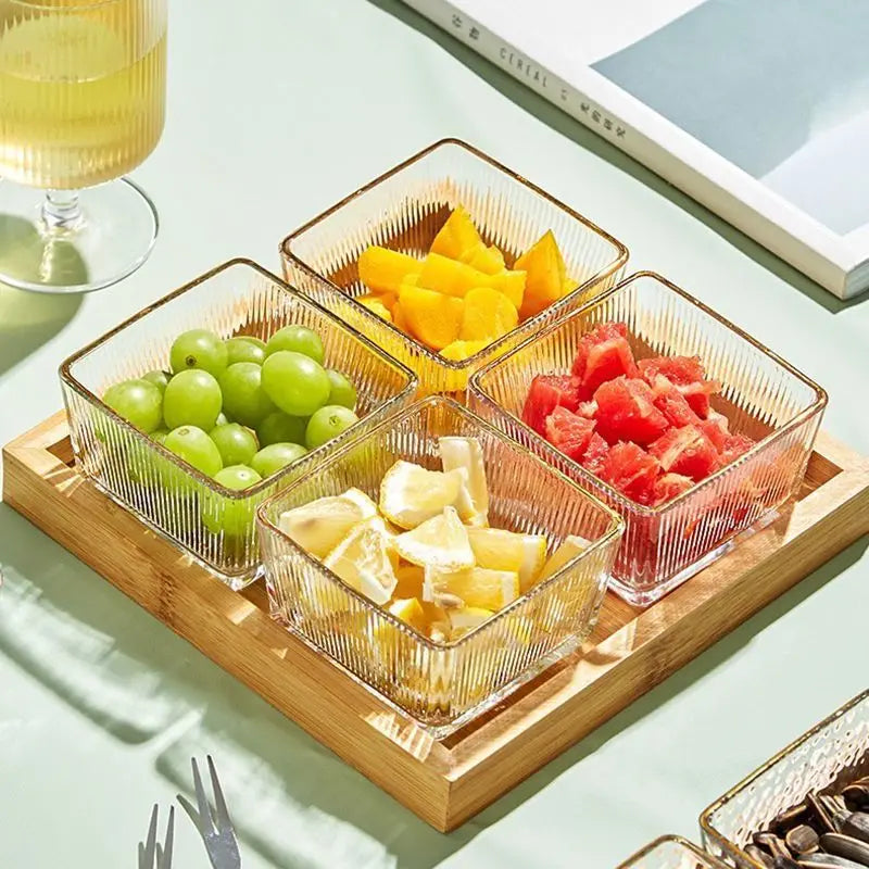 Durable Creative Classic Glass Fruit Snack Bowl with Tray for Home Use