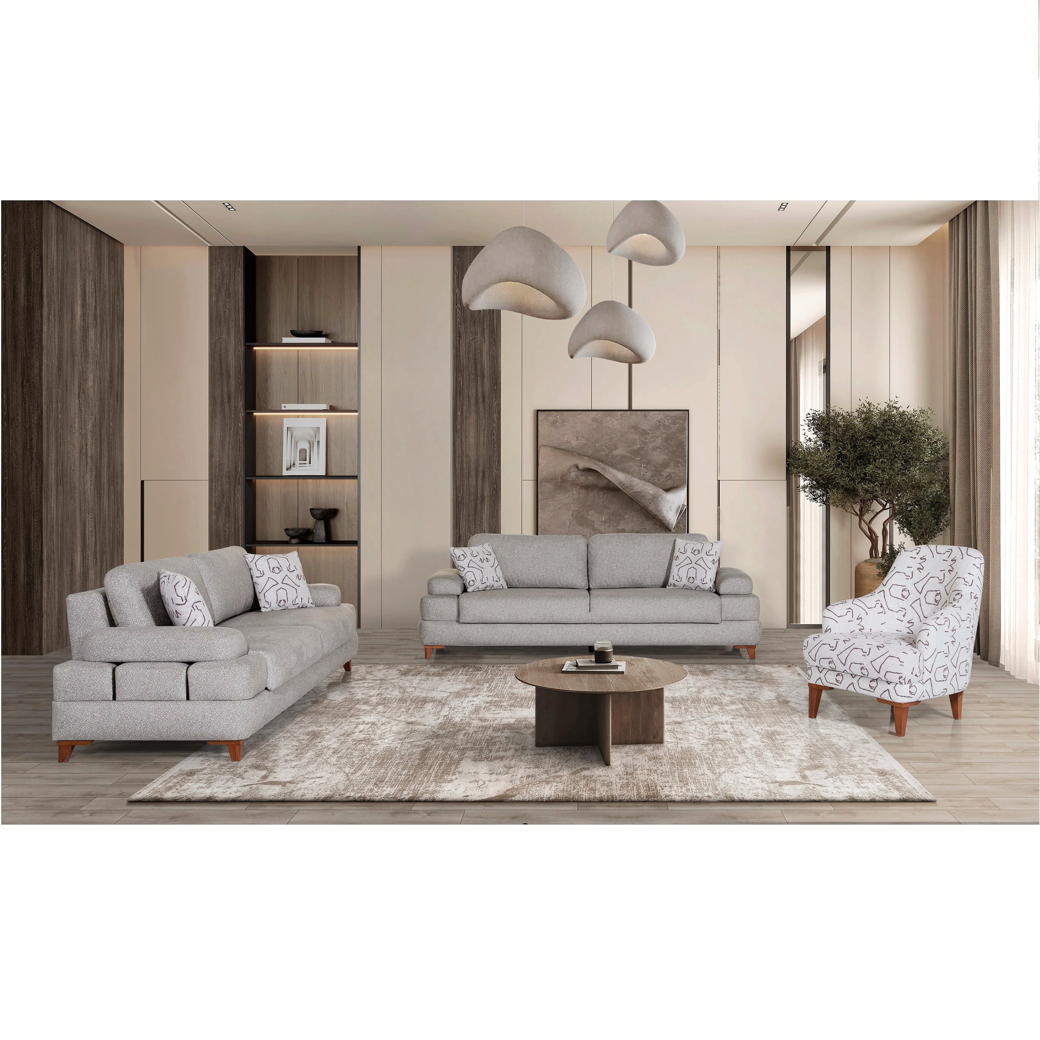 Best Seller DOSIN Chesterfield Modern Three Seat Modular Sofa Set Italian Style Wood Furniture Apartment Living Room Hotel
