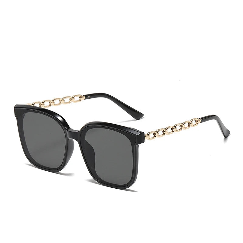 New Luxury Y2K Sunglasses for Women Gold Chain Frame UV400 Protection Personalized Shade Wholesale Eyeglasses