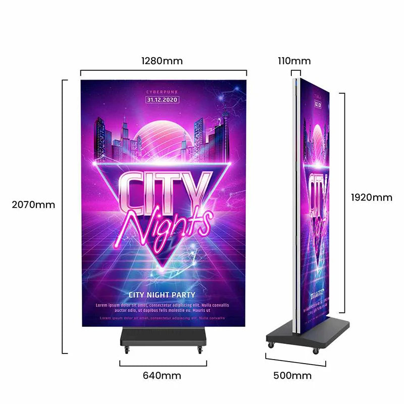 WiFi/4G/USB/cloud and Remote Control Smart Indoor P1.86 P2 P2.5 P3 LED Display Digital Poster Tri-Foldable Screen