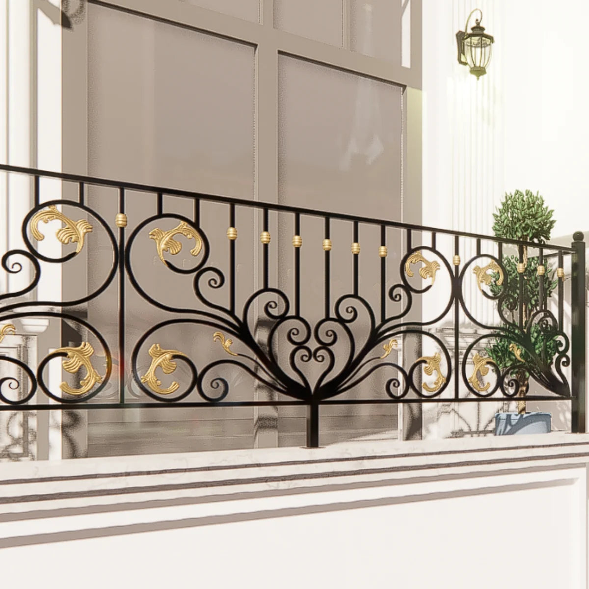 Elegant Modern Wrought Iron Balcony Railings for Villa Enhance Home Exterior Style Safety Durability