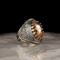 Wholesale 925 Sterling Silver Ottoman Style Men's Ring with Rhodium and Gold Bi-color Turkey Origin Model RCEGYT-191