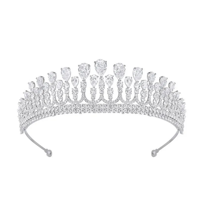 MOQ 2pcs Wholesale Jewelry Female Hair Accessories Cubic Zirconia Wedding Crown for Bride