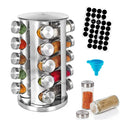 Rotating Seasoning Organizer Stainless Steel Spice Carousel for Kitchen Countertop Cabinet Revolving Spice Rack with Jars