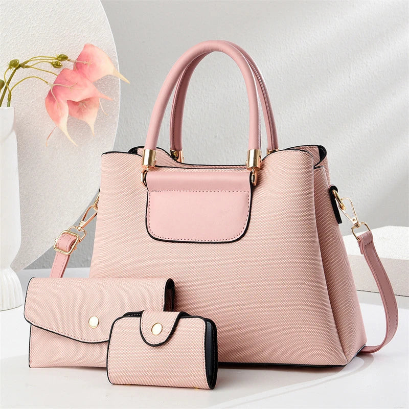 Classic PU Leather Womens Handbag Set Top Handle and Crossbody Shoulder Bag with Purse OEM ODM Service for Bulk Order MegaBDM