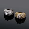 Iced Out Micro Paved Lab Created Cubic Zircon Ring Luxury Brass Gold Plating Hiphop Engagement Women Men Party Jewelry