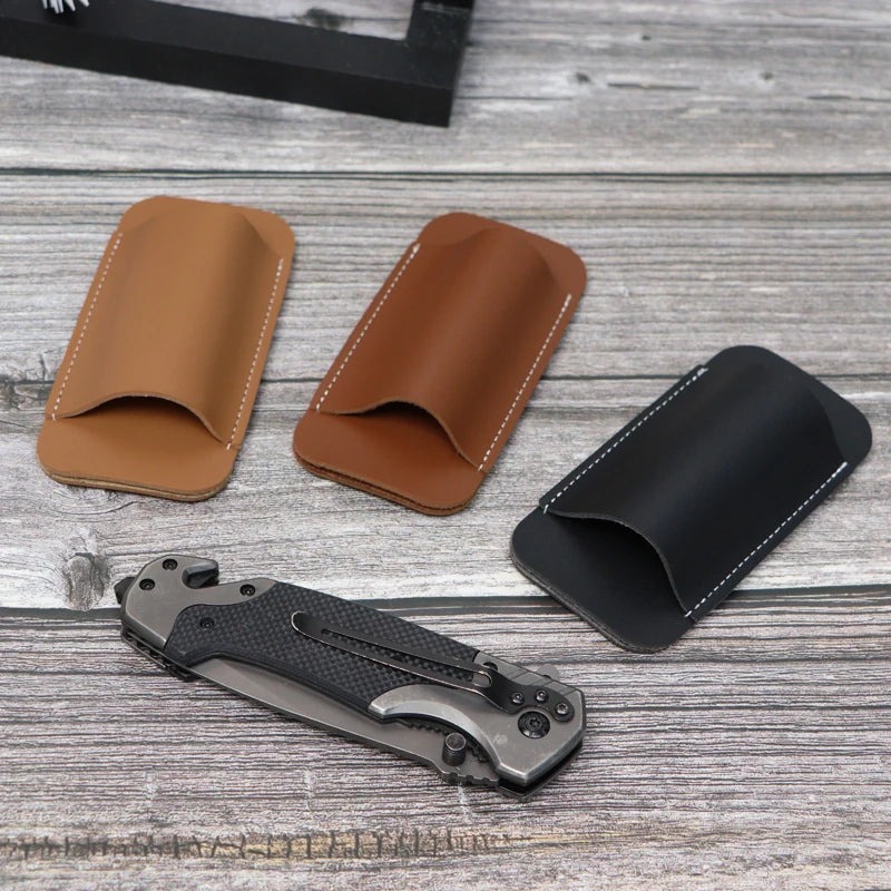 Protective PU Leather Knife Sheath Case Portable Knife Carrying Pouch Multi-function Tool Organizer for Secure Folding Knife