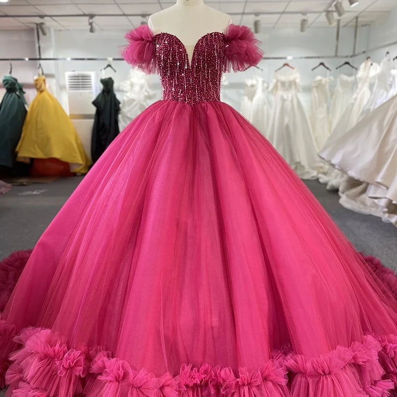 Jancember 9747 Pink Sequins Beaded Ruched Sweetheart Party Gowns for Evening Dress