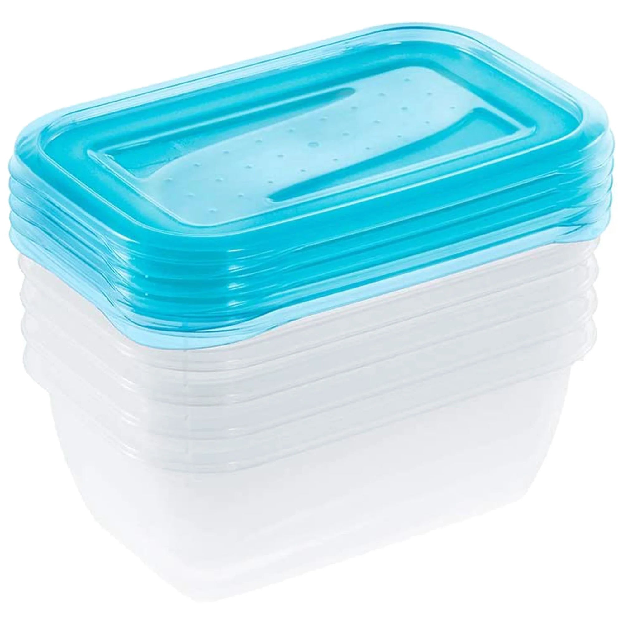 Set of 5 Lunch Boxes 5 x 500 ml 15.5 x 10.5 x 6 cm Fredo Fresh Transparent blue