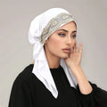 Solid Base Hat Turban Crystal Hemp Bonnet Elastic Tie Back Undercap Inner Cap Lace Embroidery Instant Hijab for Muslim Women