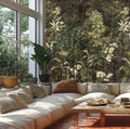 Germany Made Photo Wallpaper Murals Floral Cream Grey Green Non Woven Vinyl Wall Mural for Bedroom Hospital Mall Use-1.59x2.80m