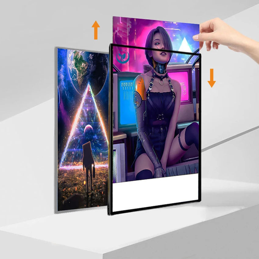 Ultra-Thin LED Rectangular Glass Lighting Poster Aluminum Frame Indoor Movie Posters Decorative Advertising Light Box for