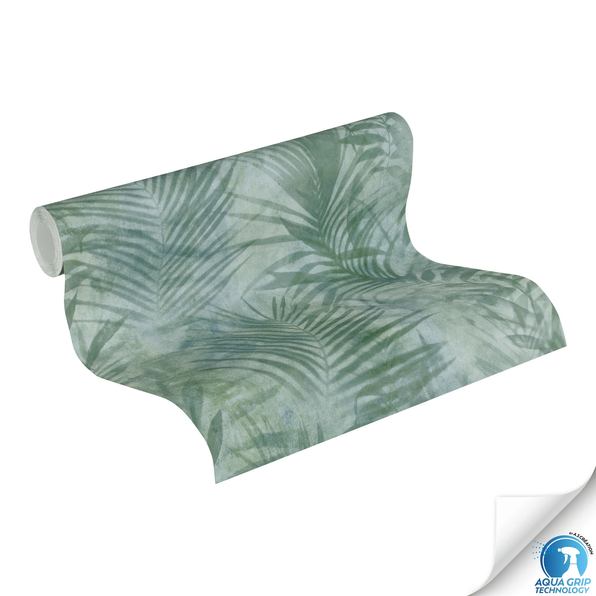 Made in Germany - Pre-Pasted Wallpaper Rolls Palms Green Blue - Non Woven Vinyl - Jungle Wallpaper Pre-glued - 1005 x 053 m