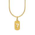 Trendy 18K Gold Plated Stainless Steel Necklace Jewelry Custom Bar Lucky Number 7 Pendant With Snake Chain Necklace for Women