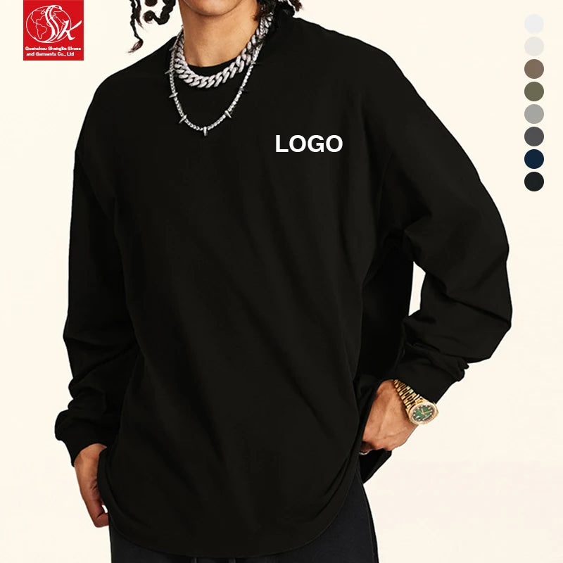 SK Style Solid Color Polyester / Cotton Men's Hooded Breathable 220g Sweatshirt Long Sleeve T-shirt Loose Neck Oversize Pullover