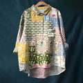 2025 Summer Elegant Office Ladies' New Loose Casual Printed Turnover Collar Long-sleeve Women's Blouse