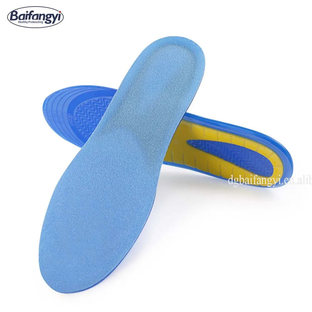 Plantar Fasciitis Shock Proof Arch Orthopedic Diabetic Sports Blue S/L Size Silicone Gel Insoles for Shoes