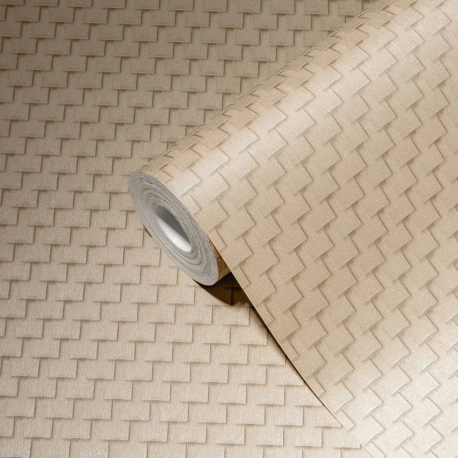 Made Germany Modern Damask Solid Beige Bronze Non Woven Vinyl Wallpaper Rolls Abrasion Light Resistant Removable Sale Stock