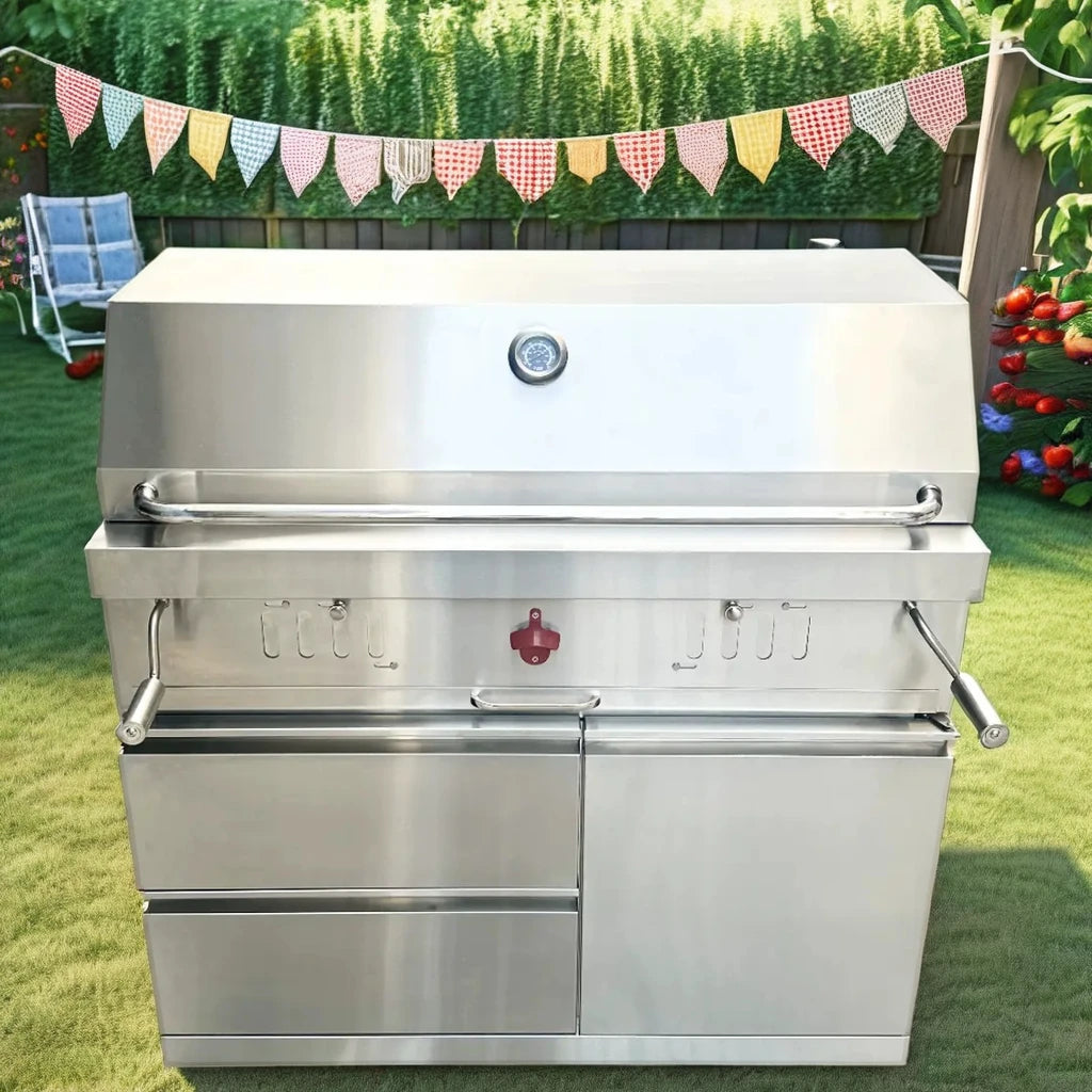 Luxury Custom Silver 304 Stainless Steel BBQ Charcoal Grill Suitable for Both Outdoor and Indoor Use