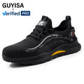 GUYISA Zapatos De Seguridad Fly Woven Fabric Upper Standard Plastic Toe Rubber Sole New Fashion Safety Shoes MegaBDM