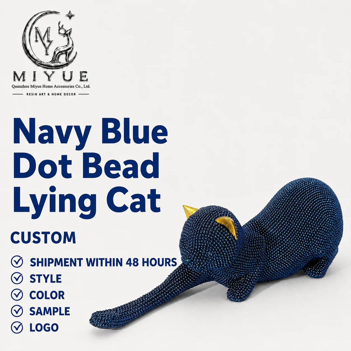 British Style Bead Prone Cat Ornament Resin Statue Hand-painted Eco-friendly Dining Table Living Room Foyer Bedroom Decoration MegaBDM
