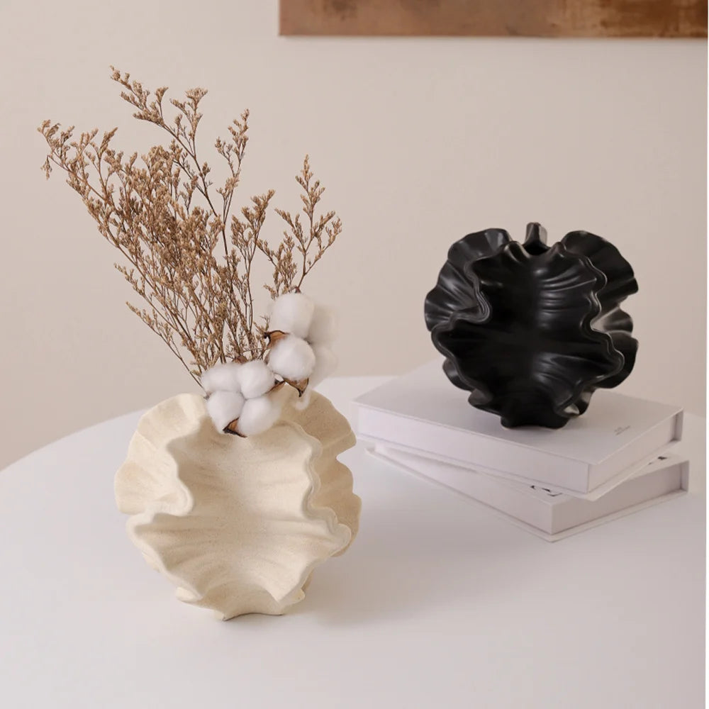 Wabi-Sabi Style Sculptural Ceramic Vase | Modern Matte Art Flower Vase for Home Decor & Interior Styling