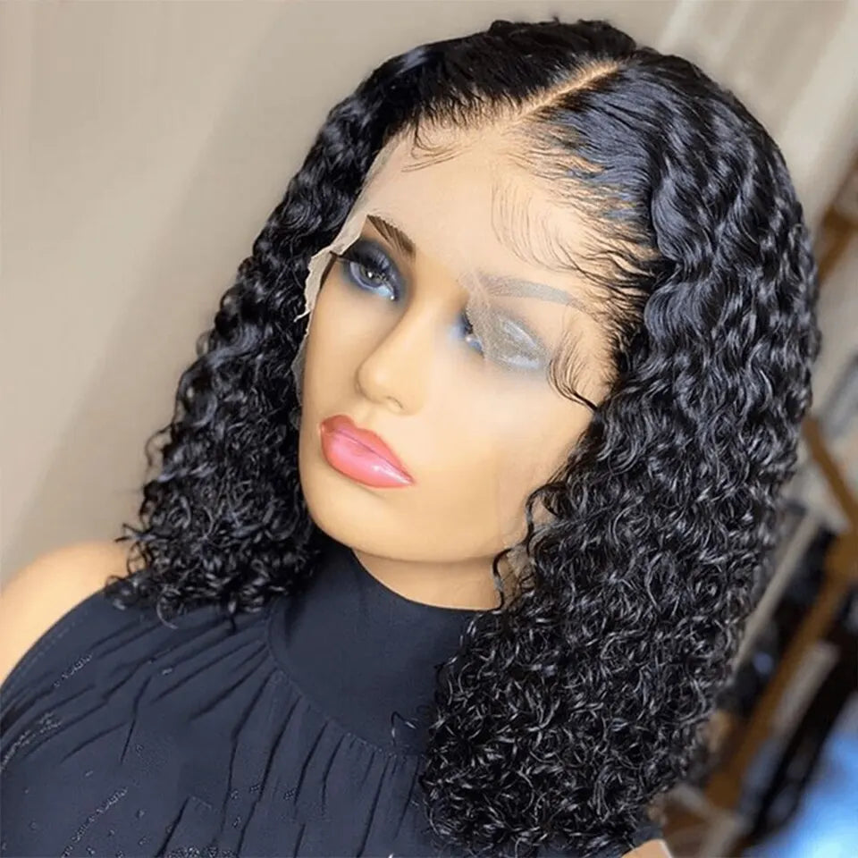 Lace Closure  Loose Deep Wave Bob Wig for Women Human Hair 13x4 Lace Frontal Wigs Brazilian Water Wave Lace Front Wig