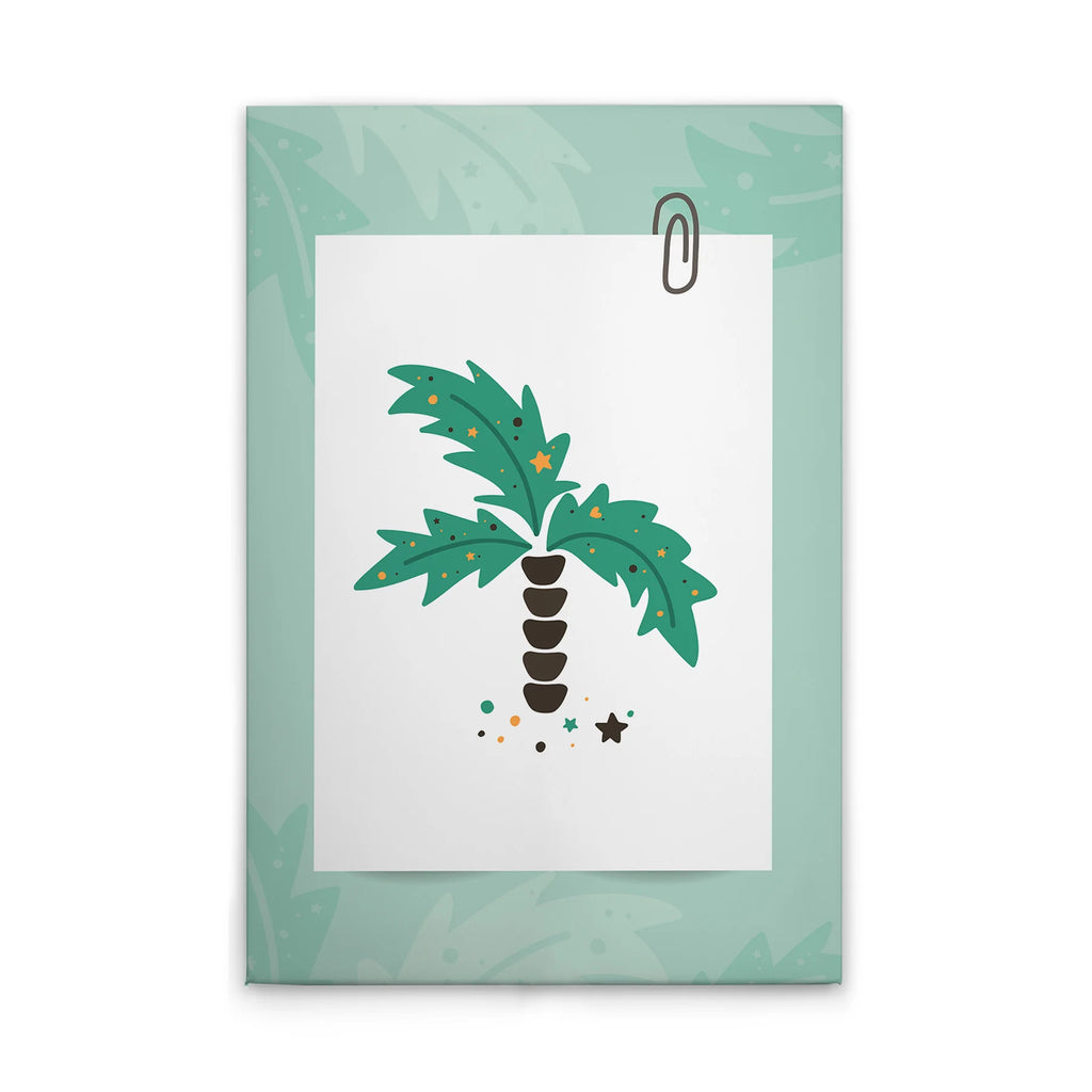 Made In Germany - Home Decor Canvas Picture Children'S Room Palm Tree - Wall Mural In Green And White - Stretcher Frame Art