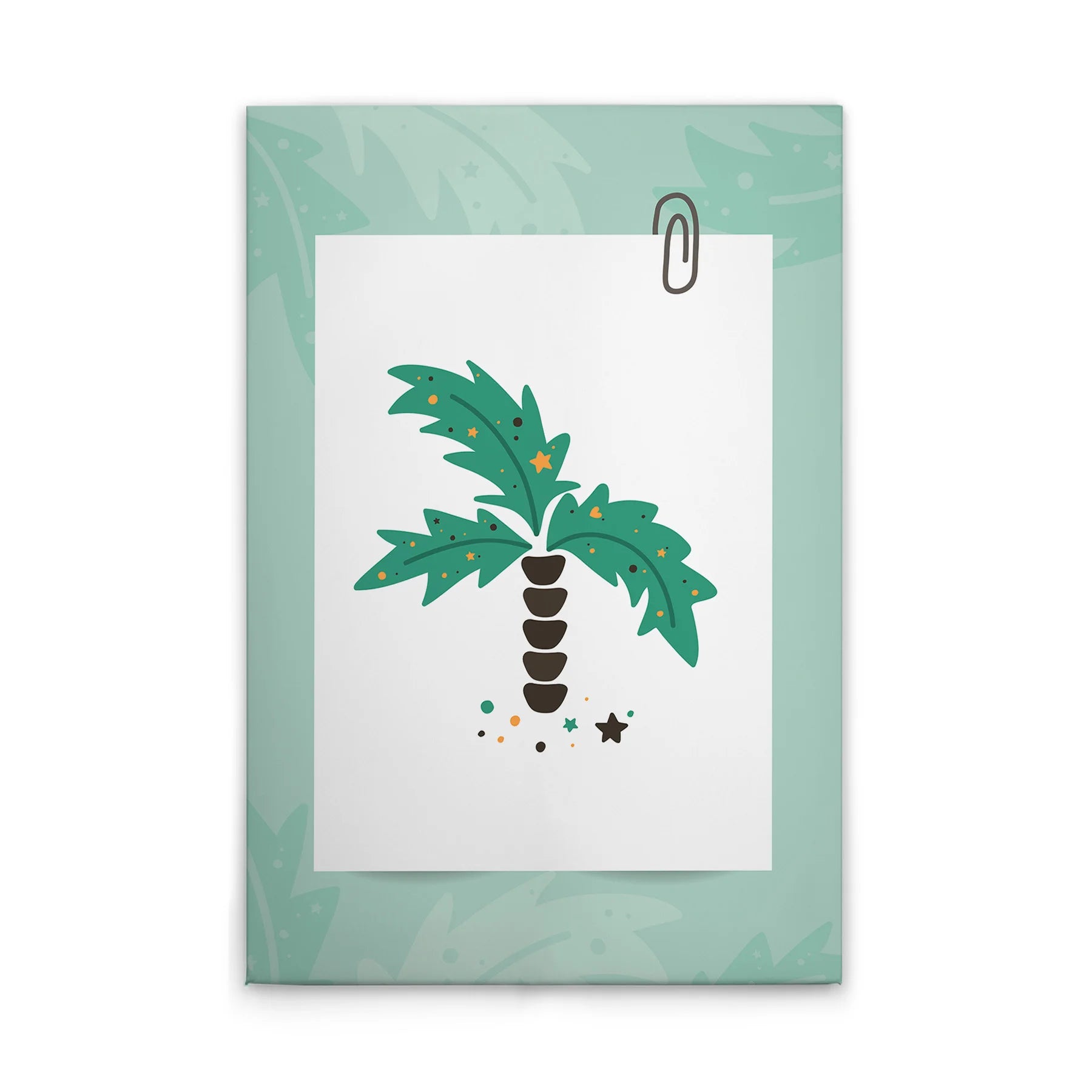Made In Germany - Home Decor Canvas Picture Children'S Room Palm Tree - Wall Mural In Green And White - Stretcher Frame Art