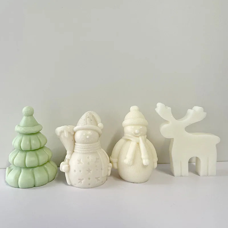 Christmas Tree Aromatherapy Candle Mold for Candle Making Supplies DIY Handmade Santa Claus Plaster Gypsum Soap Silicone Mold