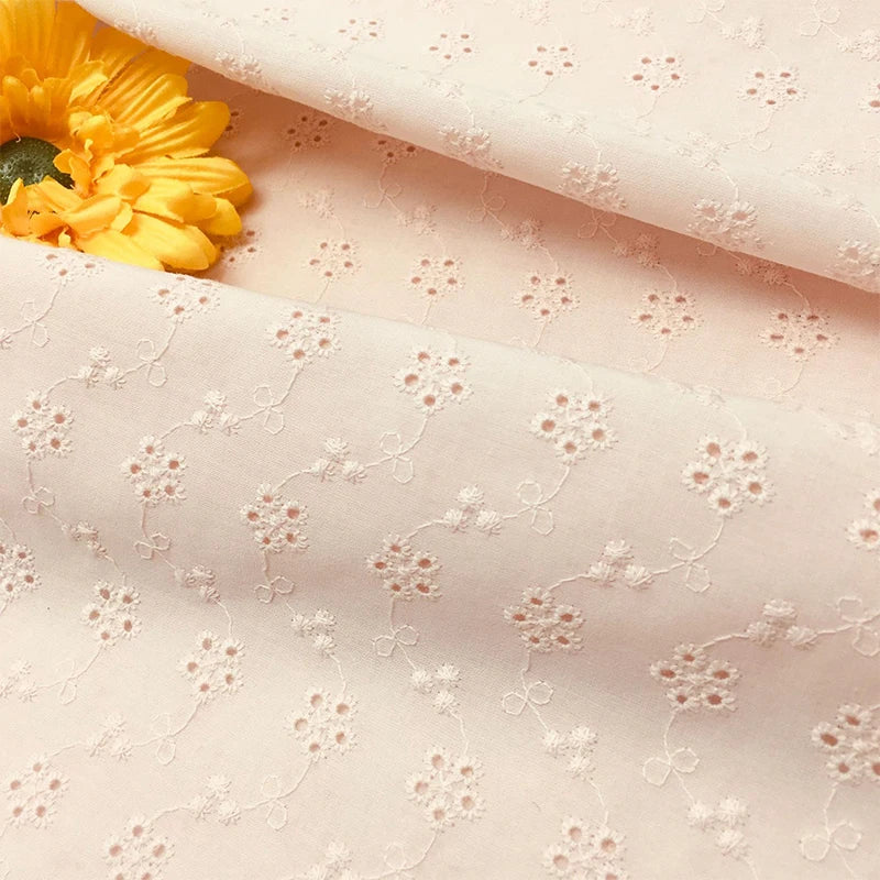 Combed Cotton Punch Embroidery Fabric Flower Cotton Shirt Dress Wedding Dress Embroidery Fabric