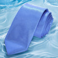 Blue Plain Dupon Satin Woven Slim Fashion Tie