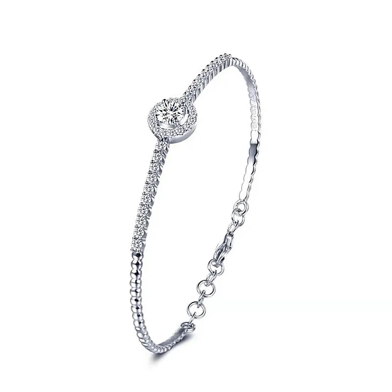 XFZ001 Classic Luxury Bead Fine Jewelry 0.5Ct Moissanite Tennis Bracelet Bangles for Women 925 Sterling Silver Adjustable