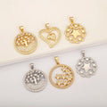 2 Tone Gold/Silver Plated Tree of Life/Double Heart/Star Pendants Fashion CZ Daily Wear Jewelry Accessories Wholesale